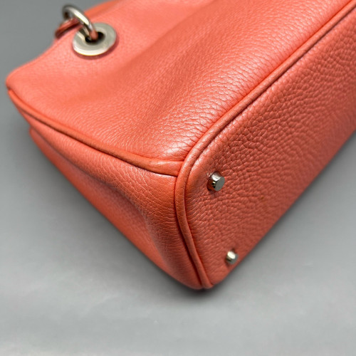 Dior Small Diorissimo Tote Grained Calfskin Red Orange