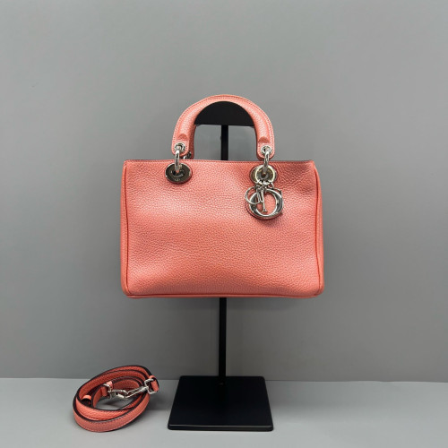 Dior Small Diorissimo Tote Grained Calfskin Red Orange