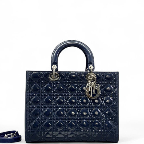 Dior Large Lady Dior Patent Calfskin Dark Blue Dior Large Lady Dior Patent Calfskin Dark Blue