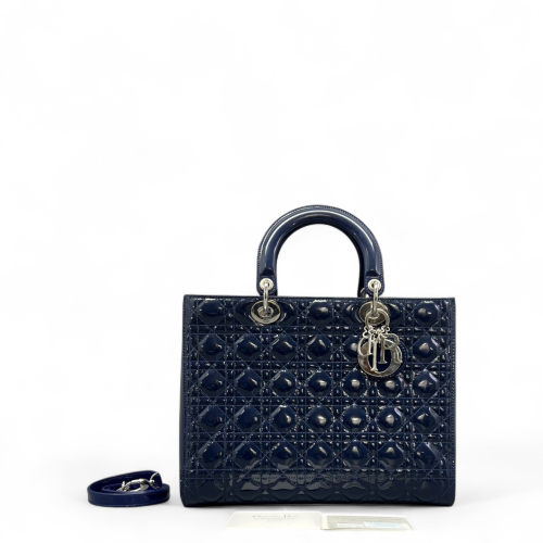 Dior Large Lady Dior Patent Calfskin Dark Blue Dior Large Lady Dior Patent Calfskin Dark Blue