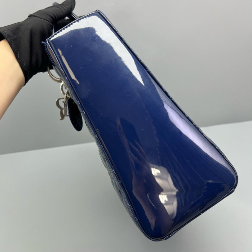 Dior Large Lady Dior Patent Calfskin Dark Blue Dior Large Lady Dior Patent Calfskin Dark Blue
