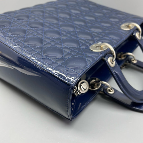 Dior Large Lady Dior Patent Calfskin Dark Blue Dior Large Lady Dior Patent Calfskin Dark Blue