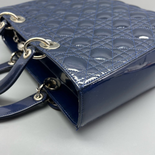 Dior Large Lady Dior Patent Calfskin Dark Blue Dior Large Lady Dior Patent Calfskin Dark Blue
