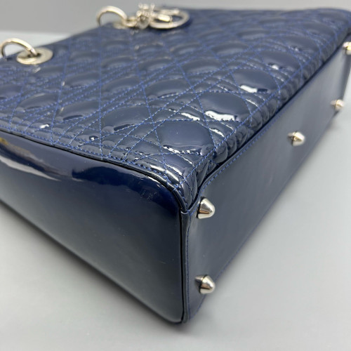 Dior Large Lady Dior Patent Calfskin Dark Blue Dior Large Lady Dior Patent Calfskin Dark Blue