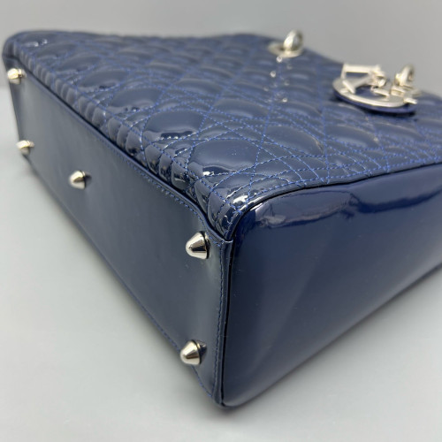 Dior Large Lady Dior Patent Calfskin Dark Blue Dior Large Lady Dior Patent Calfskin Dark Blue