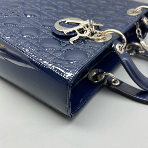 Dior Large Lady Dior Patent Calfskin Dark Blue Dior Large Lady Dior Patent Calfskin Dark Blue