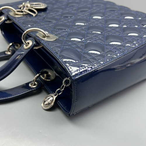 Dior Large Lady Dior Patent Calfskin Dark Blue Dior Large Lady Dior Patent Calfskin Dark Blue