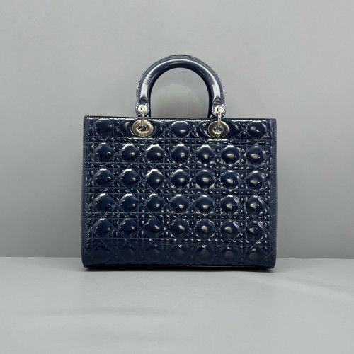 Dior Large Lady Dior Patent Calfskin Dark Blue Dior Large Lady Dior Patent Calfskin Dark Blue