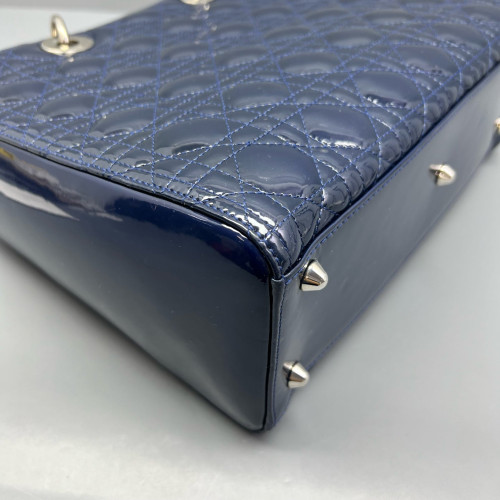 Dior Large Lady Dior Patent Calfskin Dark Blue Dior Large Lady Dior Patent Calfskin Dark Blue