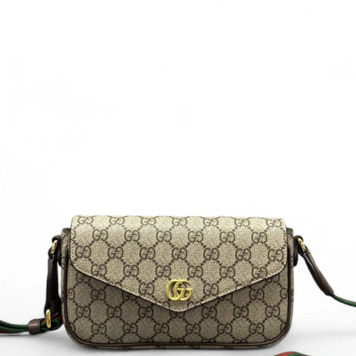 Gucci Mini Ophidia Envelope Shoulder Bag GG Supreme Monogram Beige Ebony