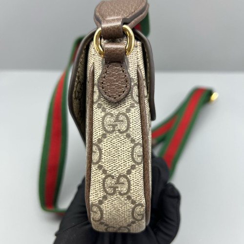 Gucci Mini Ophidia Envelope Shoulder Bag GG Supreme Monogram Beige Ebony