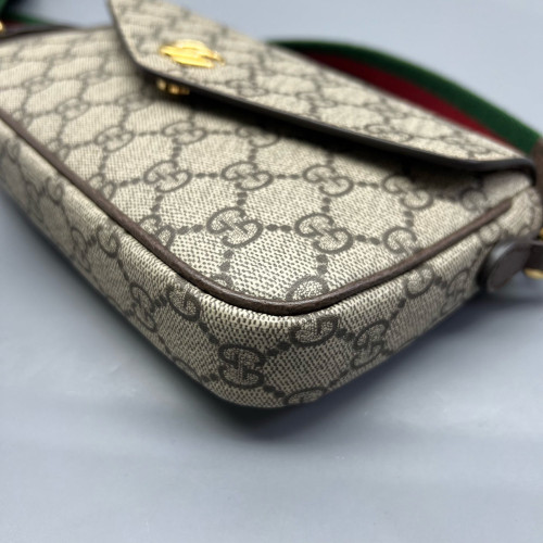 Gucci Mini Ophidia Envelope Shoulder Bag GG Supreme Monogram Beige Ebony