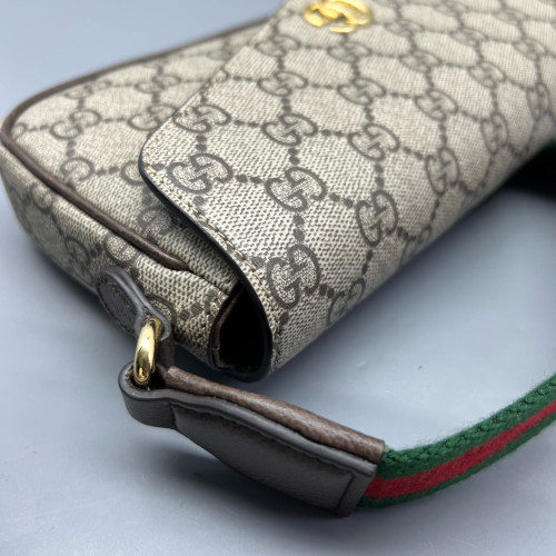 Gucci Mini Ophidia Envelope Shoulder Bag GG Supreme Monogram Beige Ebony