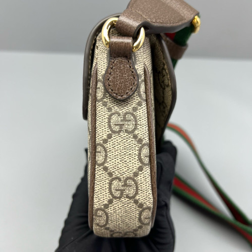 Gucci Mini Ophidia Envelope Shoulder Bag GG Supreme Monogram Beige Ebony