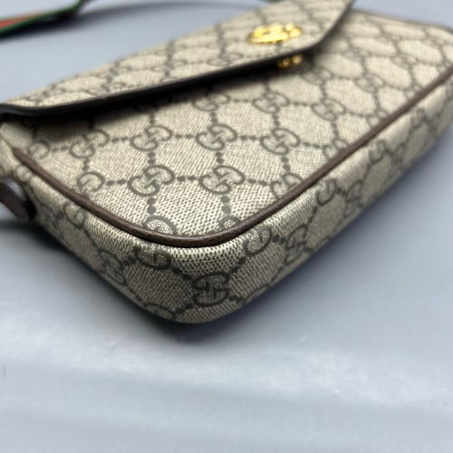 Gucci Mini Ophidia Envelope Shoulder Bag GG Supreme Monogram Beige Ebony