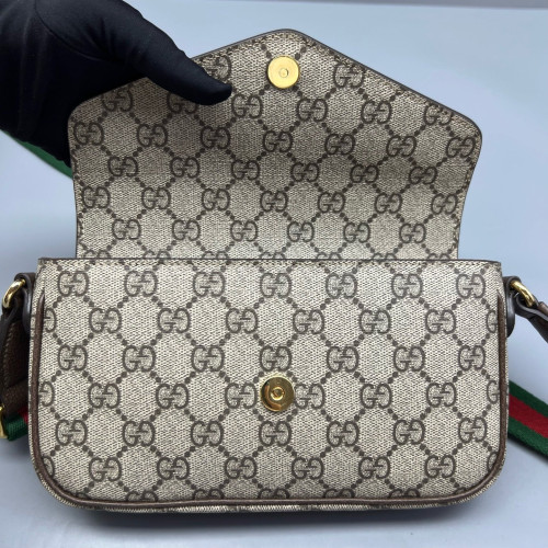 Gucci Mini Ophidia Envelope Shoulder Bag GG Supreme Monogram Beige Ebony