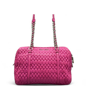 Miu Miu Shoulder Bag Crumpled Lambskin Fuchsia