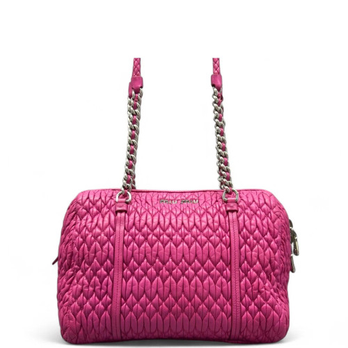 Miu Miu Shoulder Bag Crumpled Lambskin Fuchsia