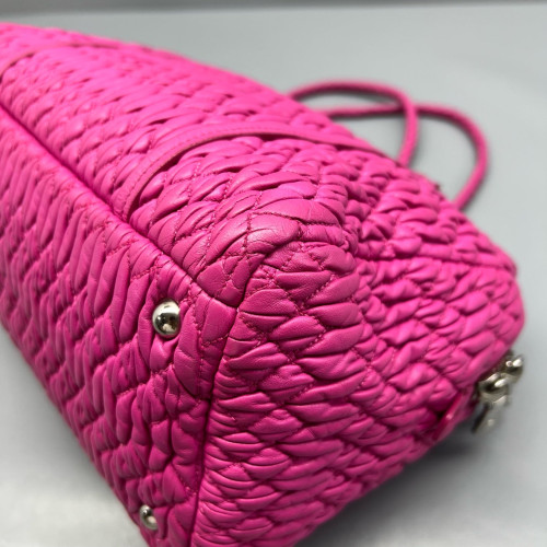 Miu Miu Shoulder Bag Crumpled Lambskin Fuchsia