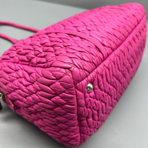 Miu Miu Shoulder Bag Crumpled Lambskin Fuchsia