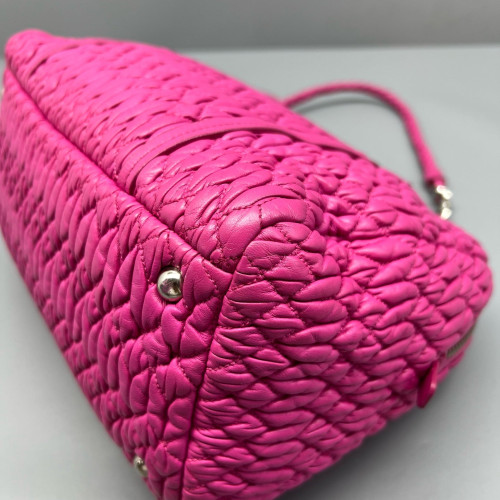 Miu Miu Shoulder Bag Crumpled Lambskin Fuchsia