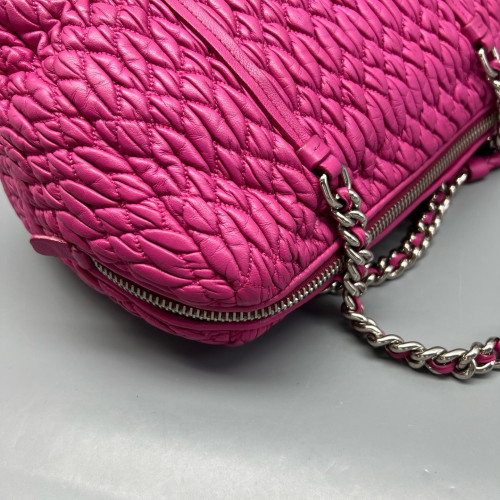 Miu Miu Shoulder Bag Crumpled Lambskin Fuchsia