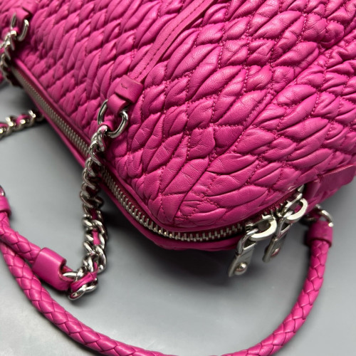 Miu Miu Shoulder Bag Crumpled Lambskin Fuchsia