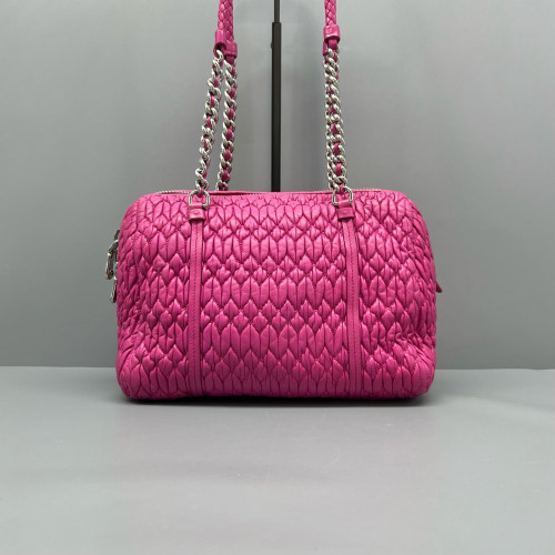 Miu Miu Shoulder Bag Crumpled Lambskin Fuchsia