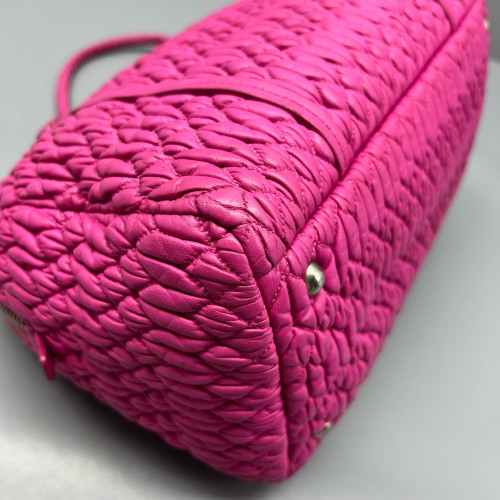 Miu Miu Shoulder Bag Crumpled Lambskin Fuchsia
