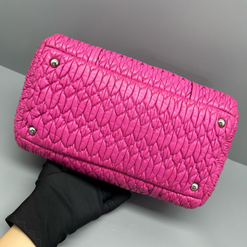 Miu Miu Shoulder Bag Crumpled Lambskin Fuchsia