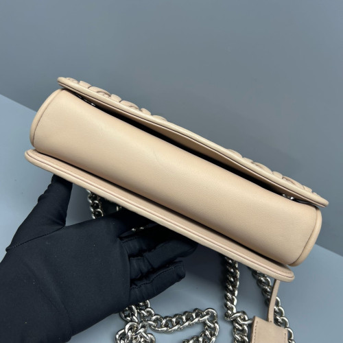 Miu Miu Shoulder Bag Crumpled Lambskin Natural Tan