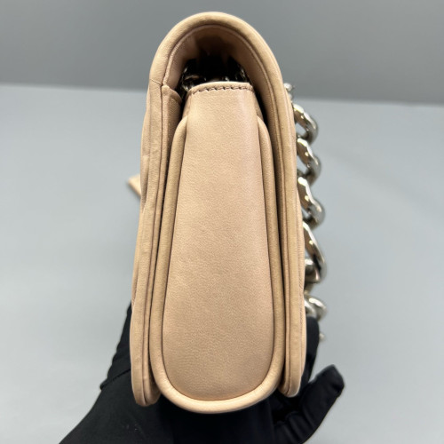 Miu Miu Shoulder Bag Crumpled Lambskin Natural Tan