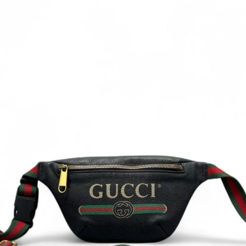 Gucci Web Bumbag Grained Calfskin Black