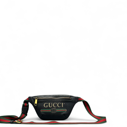 Gucci Web Bumbag Grained Calfskin Black