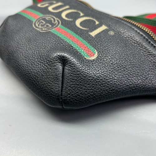 Gucci Web Bumbag Grained Calfskin Black