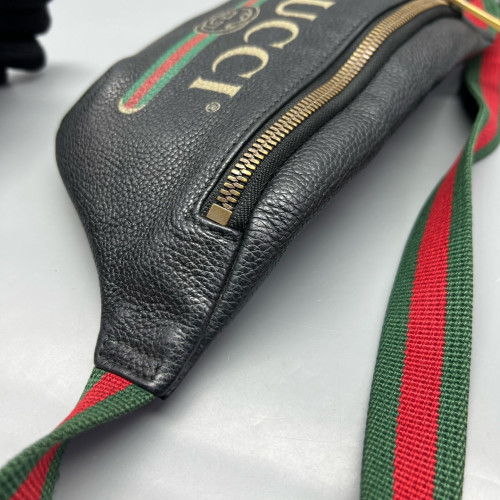 Gucci Web Bumbag Grained Calfskin Black
