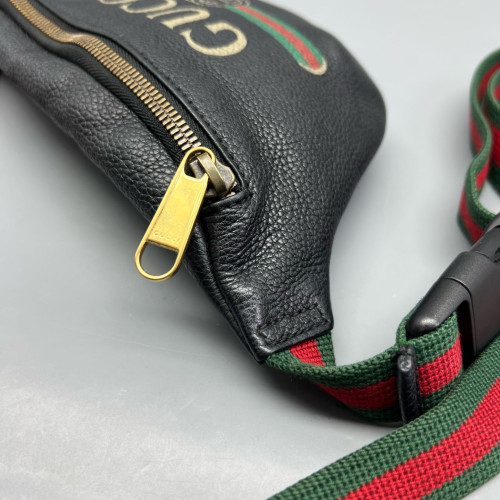 Gucci Web Bumbag Grained Calfskin Black