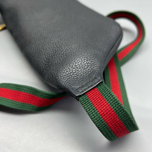 Gucci Web Bumbag Grained Calfskin Black