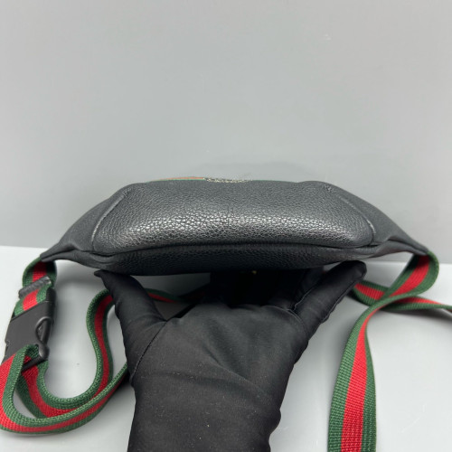 Gucci Web Bumbag Grained Calfskin Black