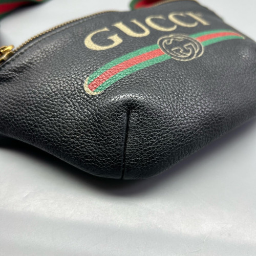 Gucci Web Bumbag Grained Calfskin Black