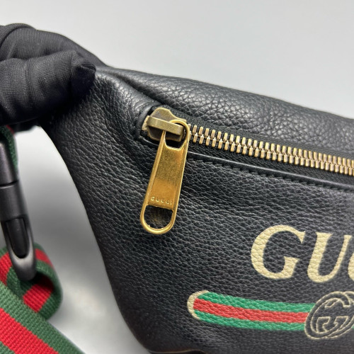 Gucci Web Bumbag Grained Calfskin Black