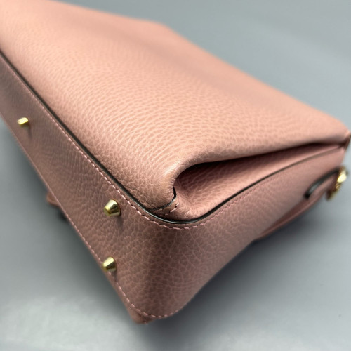 Gucci Small Interlocking G Top Handle Shoulder Bag Grained Calfskin Pink