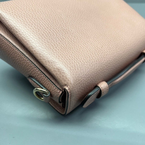 Gucci Small Interlocking G Top Handle Shoulder Bag Grained Calfskin Pink