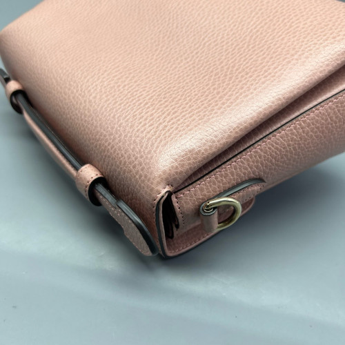 Gucci Small Interlocking G Top Handle Shoulder Bag Grained Calfskin Pink