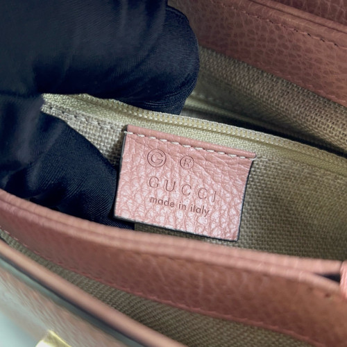 Gucci Small Interlocking G Top Handle Shoulder Bag Grained Calfskin Pink