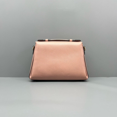 Gucci Small Interlocking G Top Handle Shoulder Bag Grained Calfskin Pink