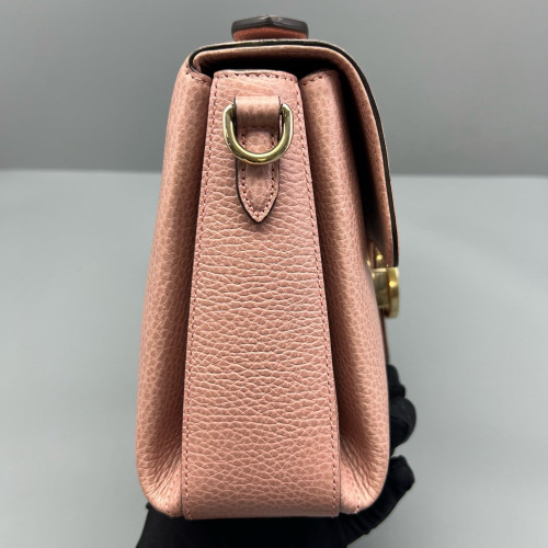 Gucci Small Interlocking G Top Handle Shoulder Bag Grained Calfskin Pink