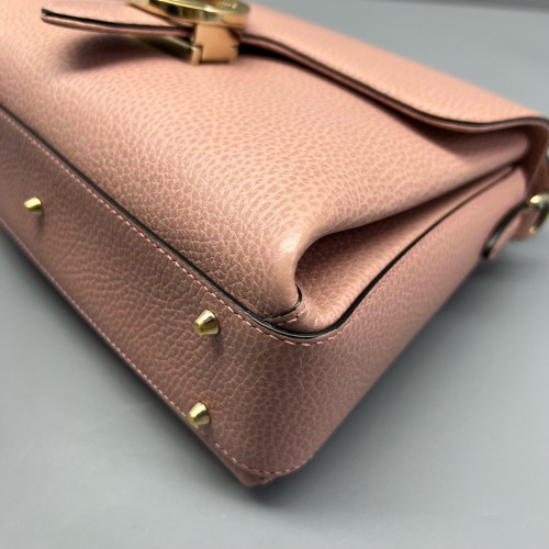 Gucci Small Interlocking G Top Handle Shoulder Bag Grained Calfskin Pink