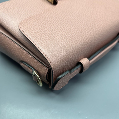 Gucci Small Interlocking G Top Handle Shoulder Bag Grained Calfskin Pink