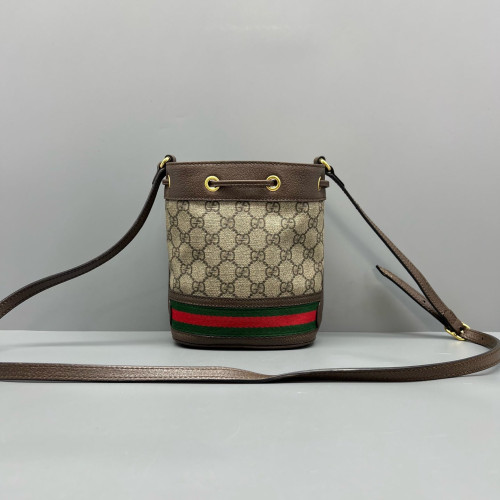 Gucci Mini Ophidia Bucket Bag GG Supreme Monogram Beige Ebony Brown